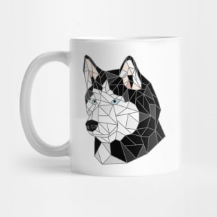 Siberian Husky Black & White Stained Glass Mug